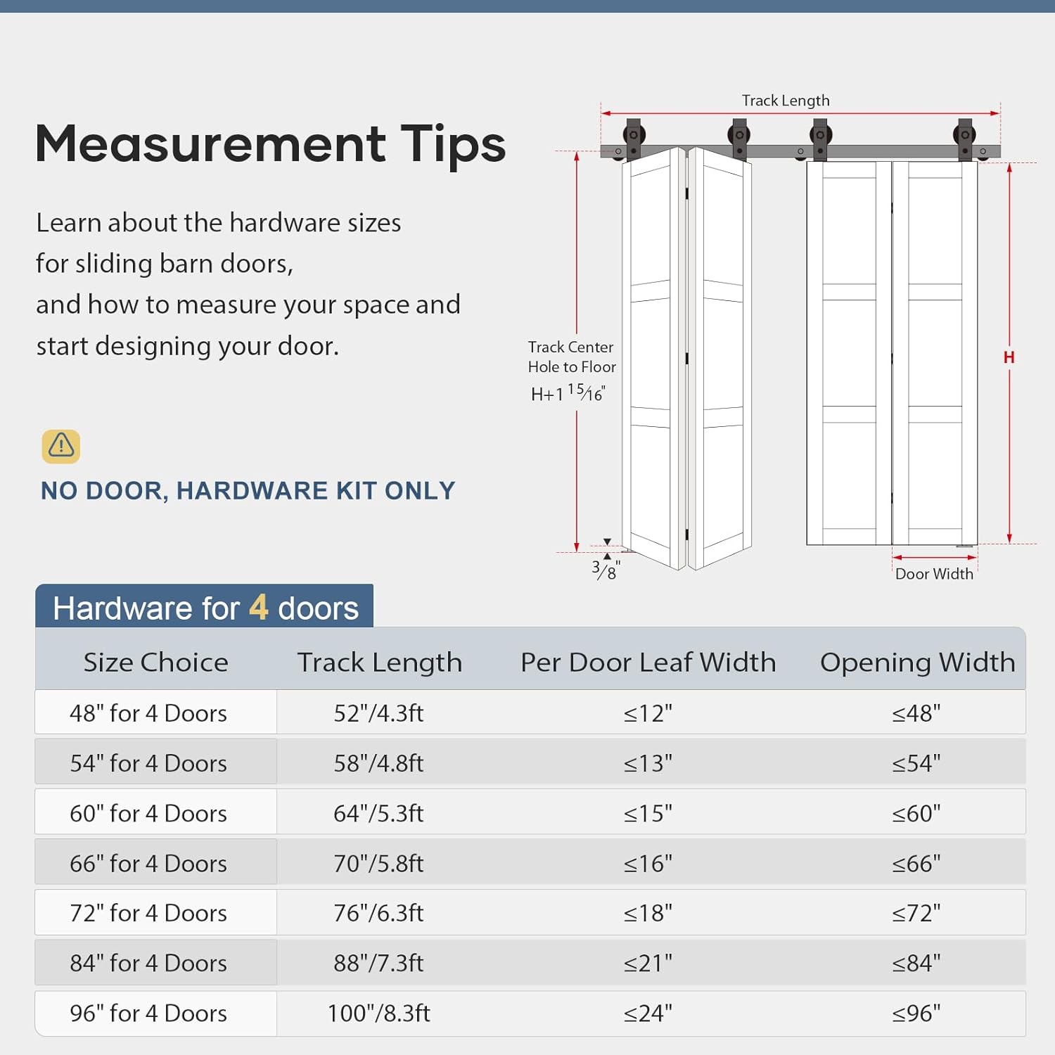 EaseLife 66 Bi-Folding Sliding Barn Door Track Kit for 4 Closet Doors Black
