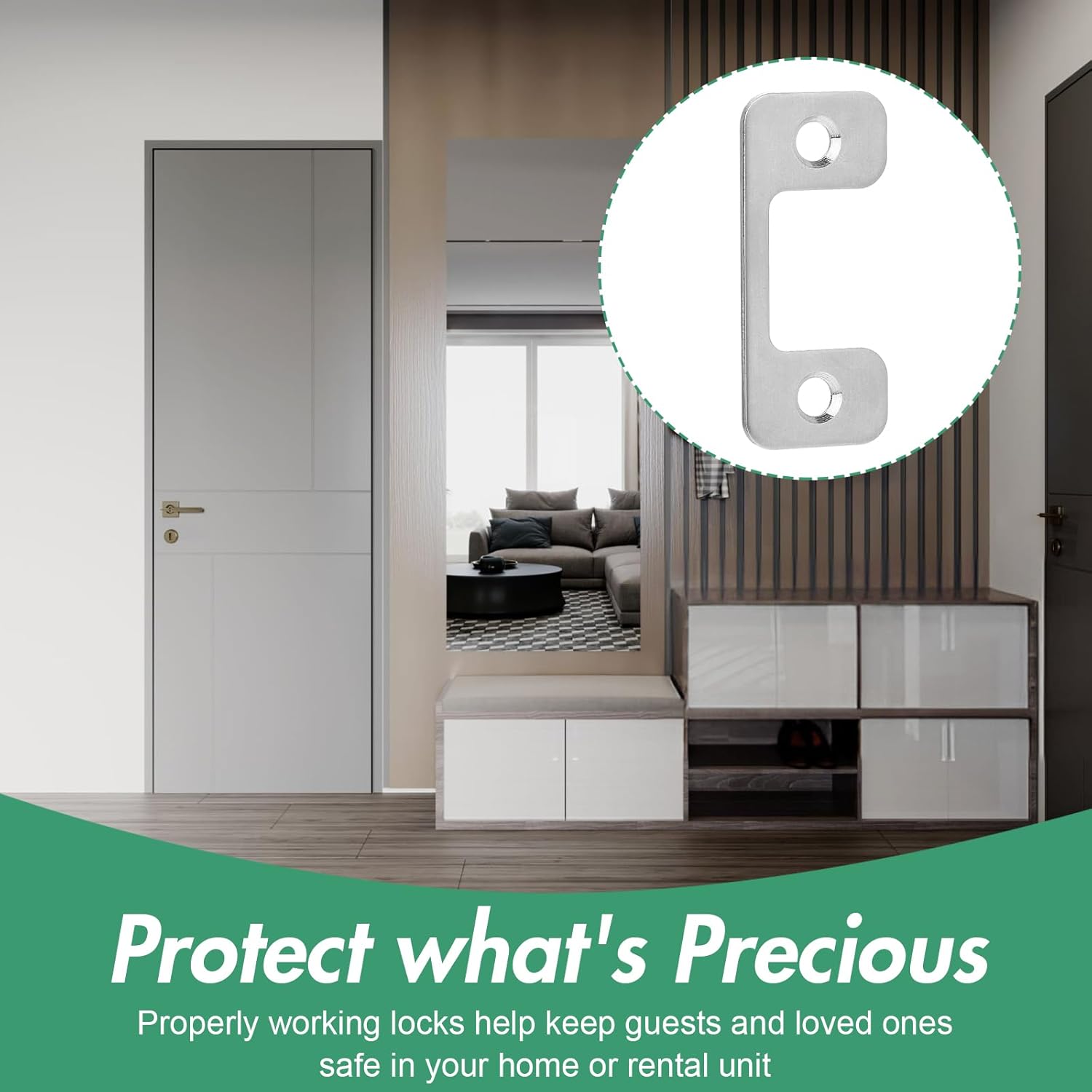 4-Piece Adjustable Door Strike Plate Set with for Exterior Doors Deadbolt Security