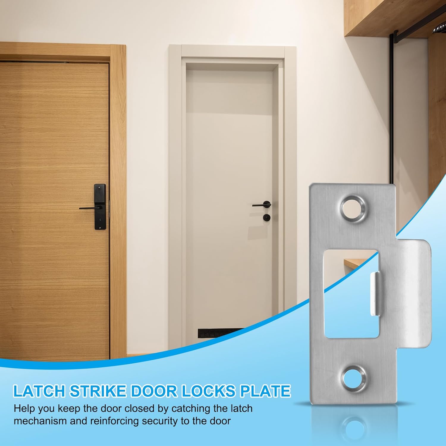 MECCANIXITY Door Strike Plate Set Stainless Steel Anti-Rust Easy to Install Door Lock Reinforcement Pack of 4