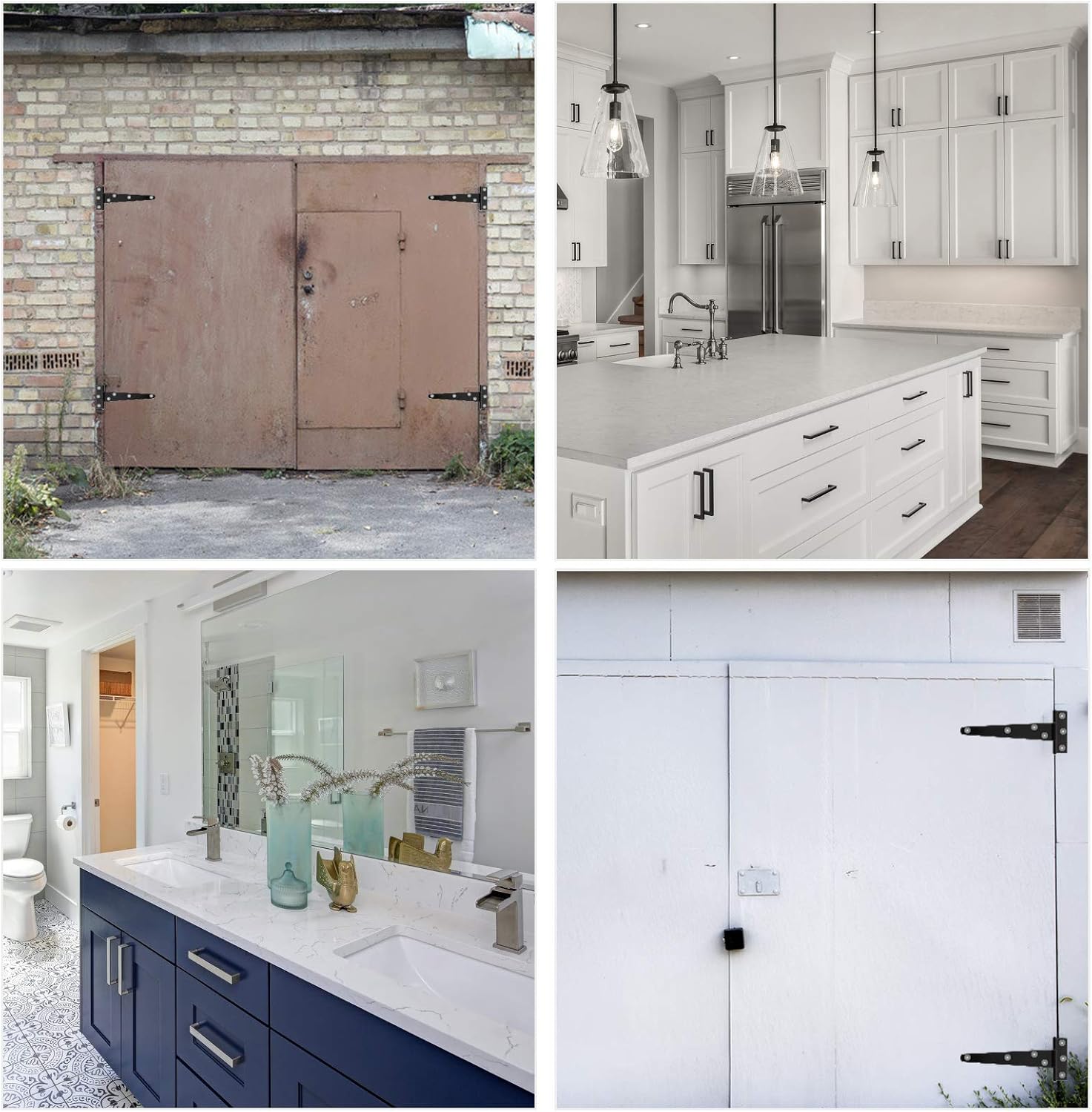 10-Piece Barn Shed Gate Hinges Heavy Duty Black T-Shaped for Outdoor Doors