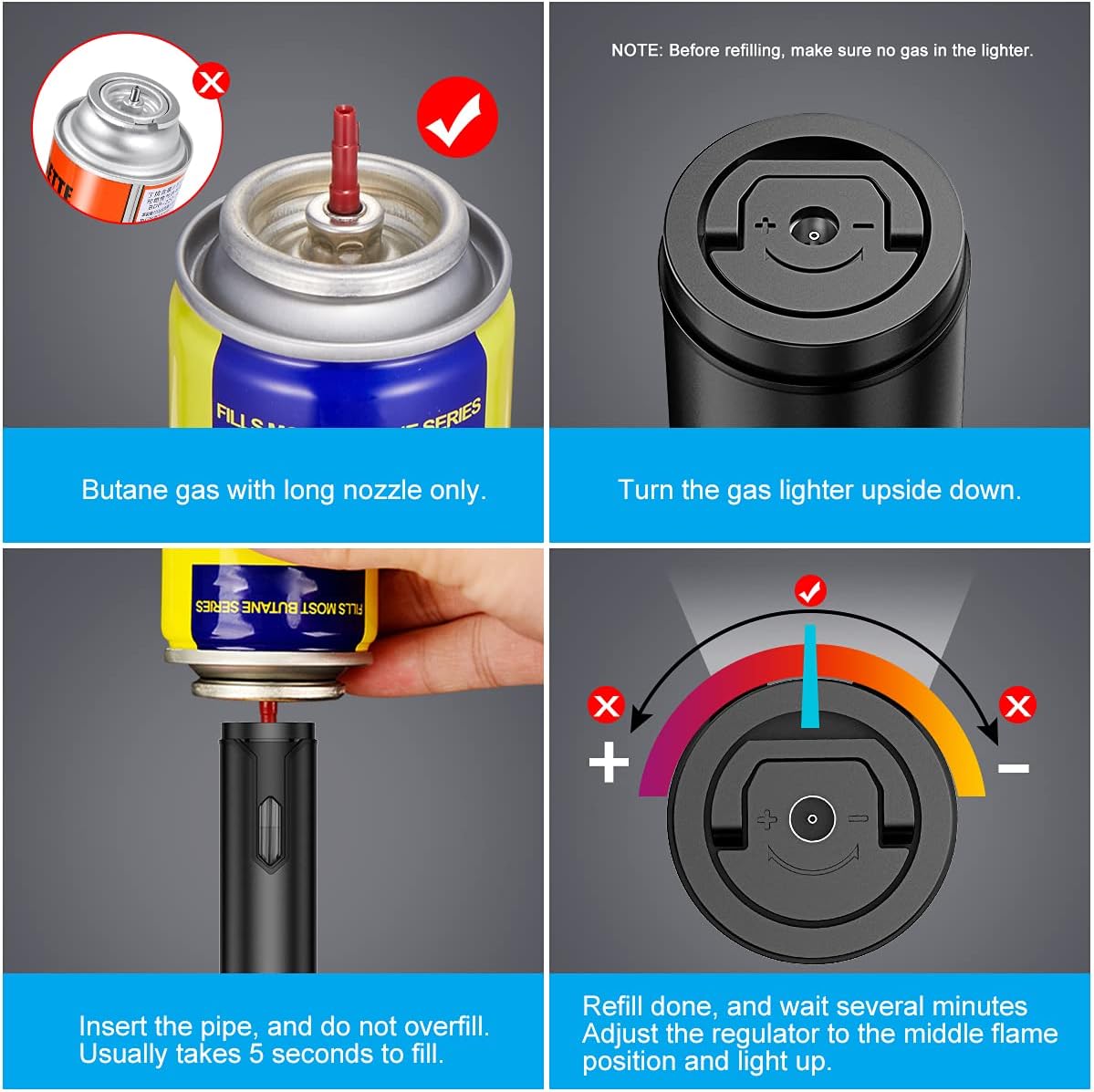 Windproof Torch Lighter 2Pack Adjustable Jet Flame Double-Ended High-Tech Long-Lasting Perfect for BBQ Away