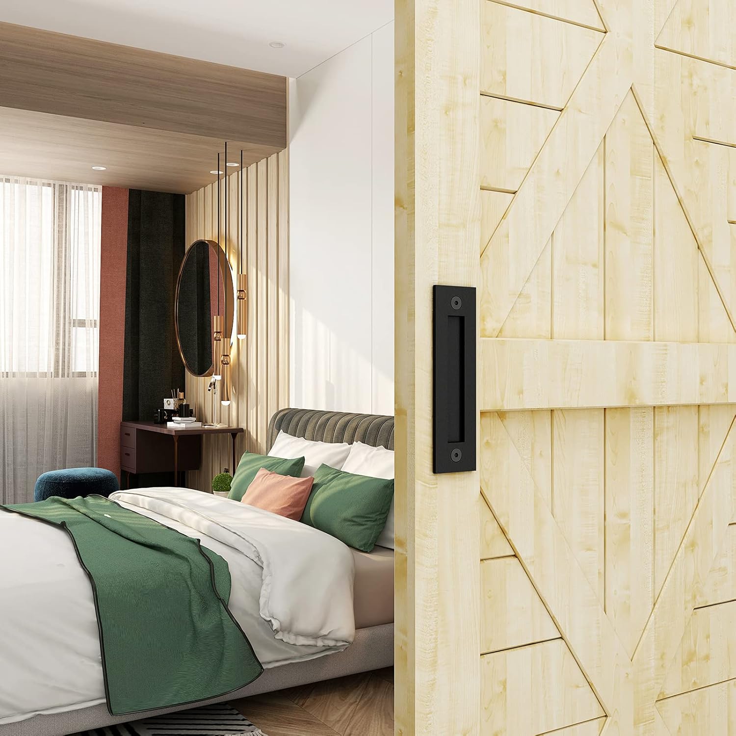 Superior Quality 8-35 Finger Flush Pull Handle for Barn Doors Cabinets Matte Black