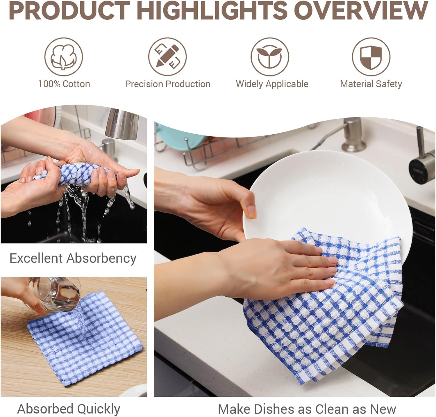 Egles 12 Pack Dishcloths 12x12 Inches Cotton Mix Color