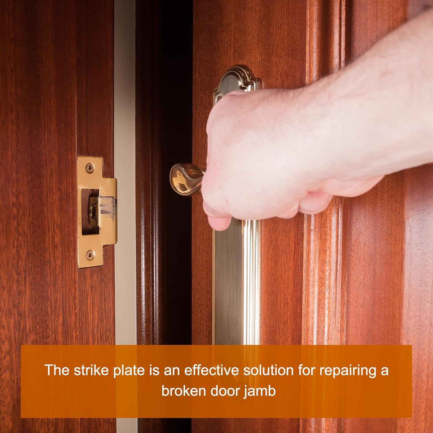 Replaced70mm x 403mm Stainless Steel Door Strike Plate Set of 2 with 28mm Latch Hole for Home UseGold