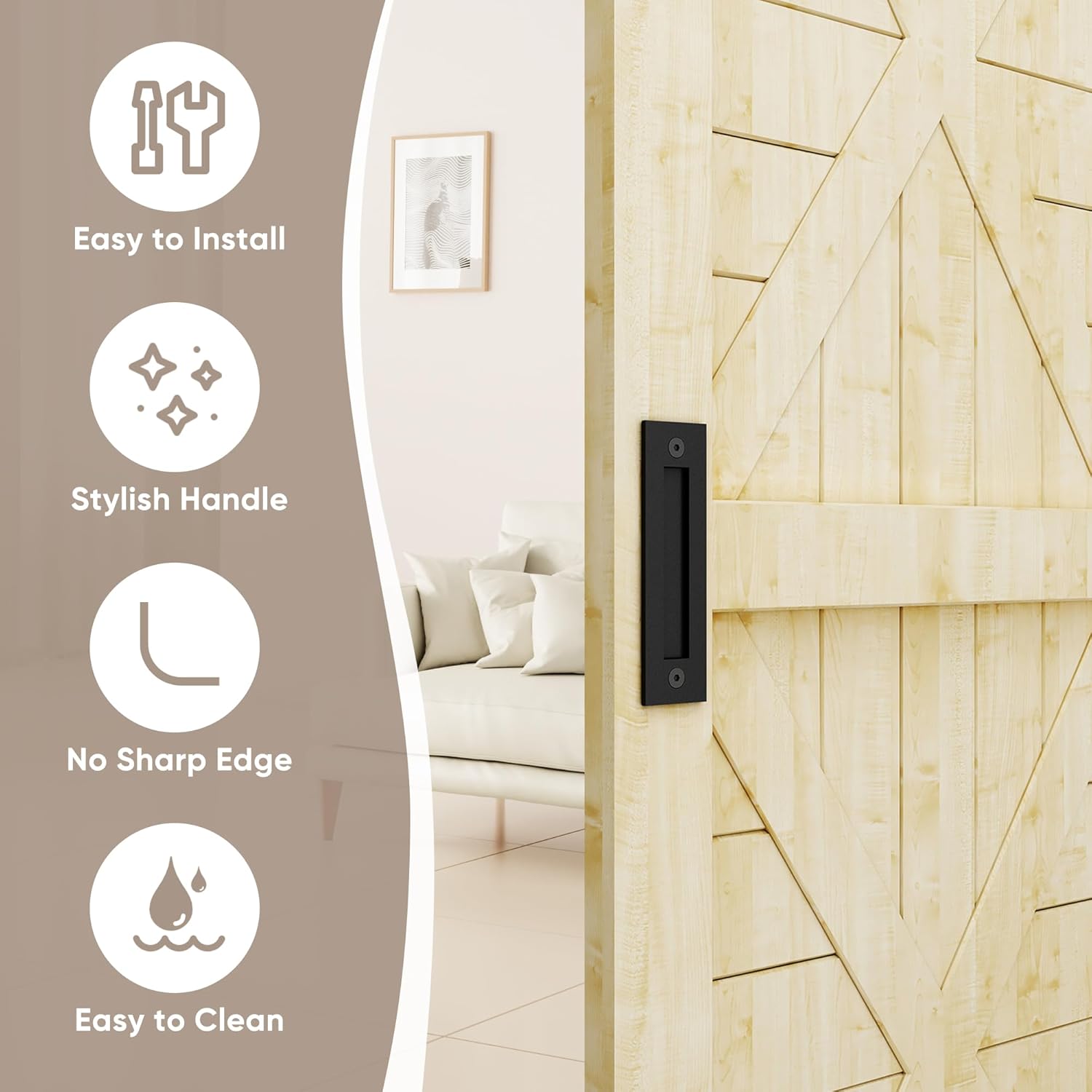 Superior Quality 8-35 Finger Flush Pull Handle for Barn Doors Cabinets Matte Black