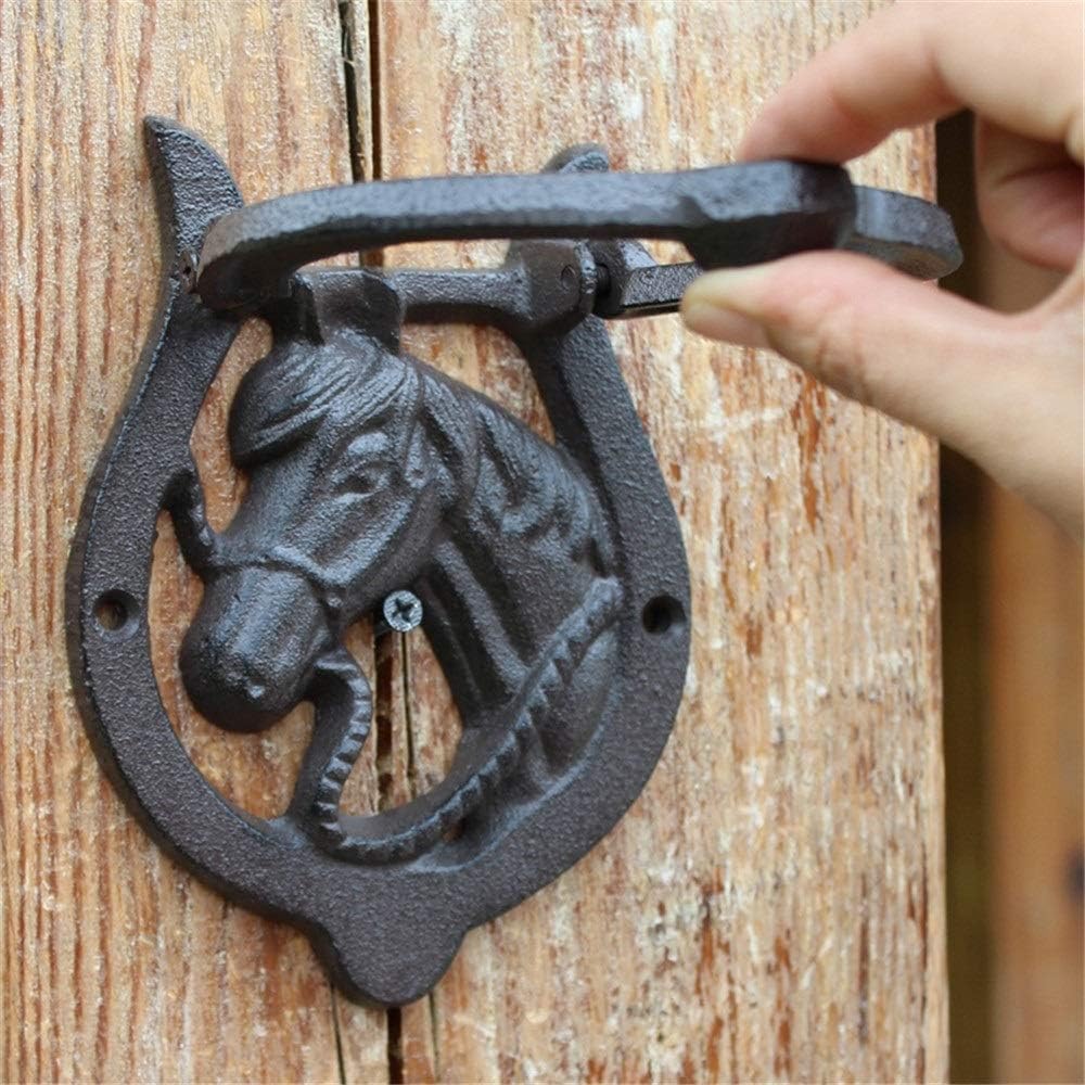 Durable Vintage Metal Door Knocker antique Horse Head Handle Set