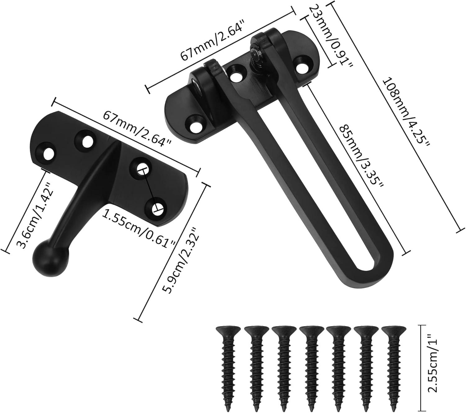 Unlock Your Home with Tidorlous U-Swing Door Lock Latch Black Plate Finish