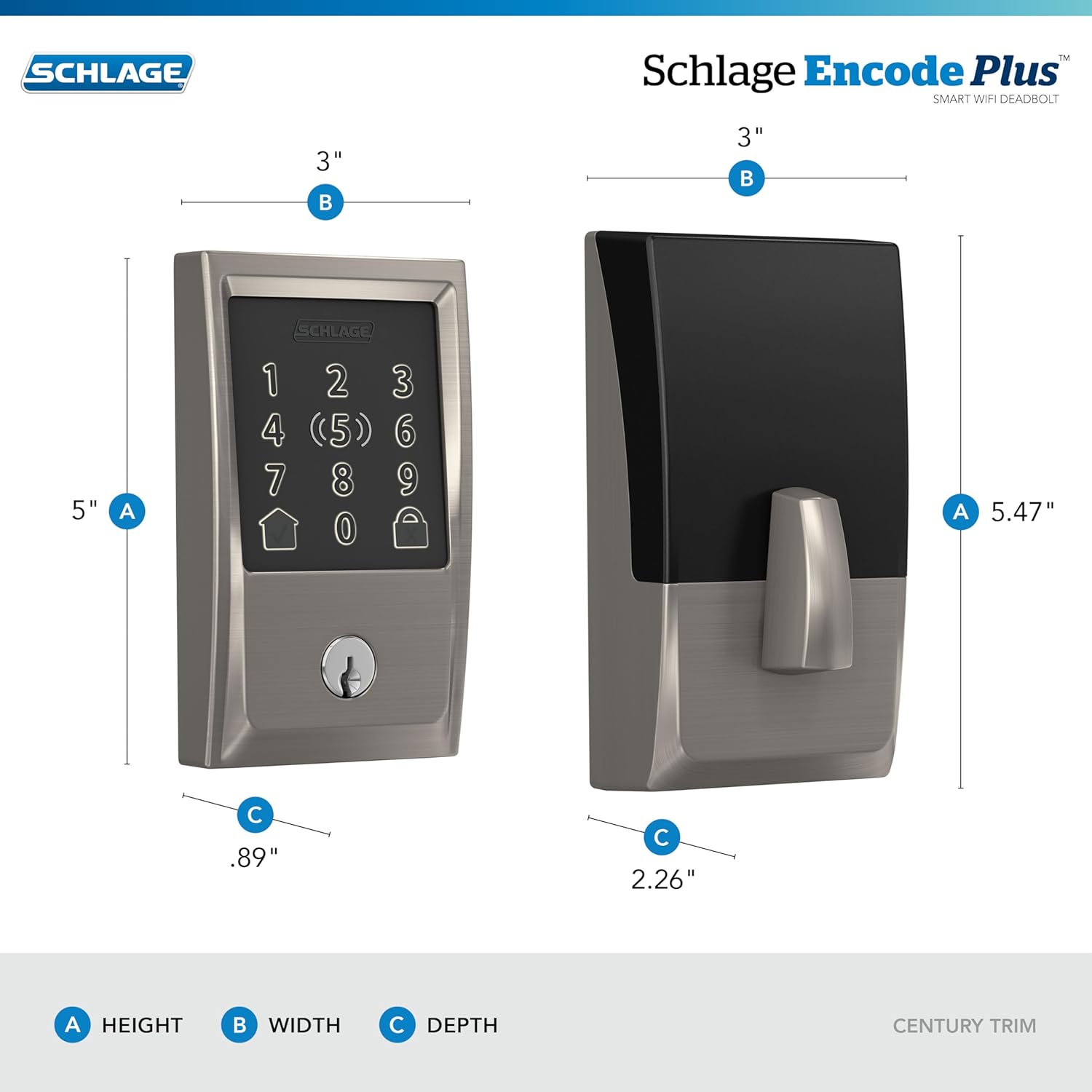 Secure Touchscreen WiFi Smart Deadbolt Lock with Keyless Entry and built-in SCHLAGE Home App