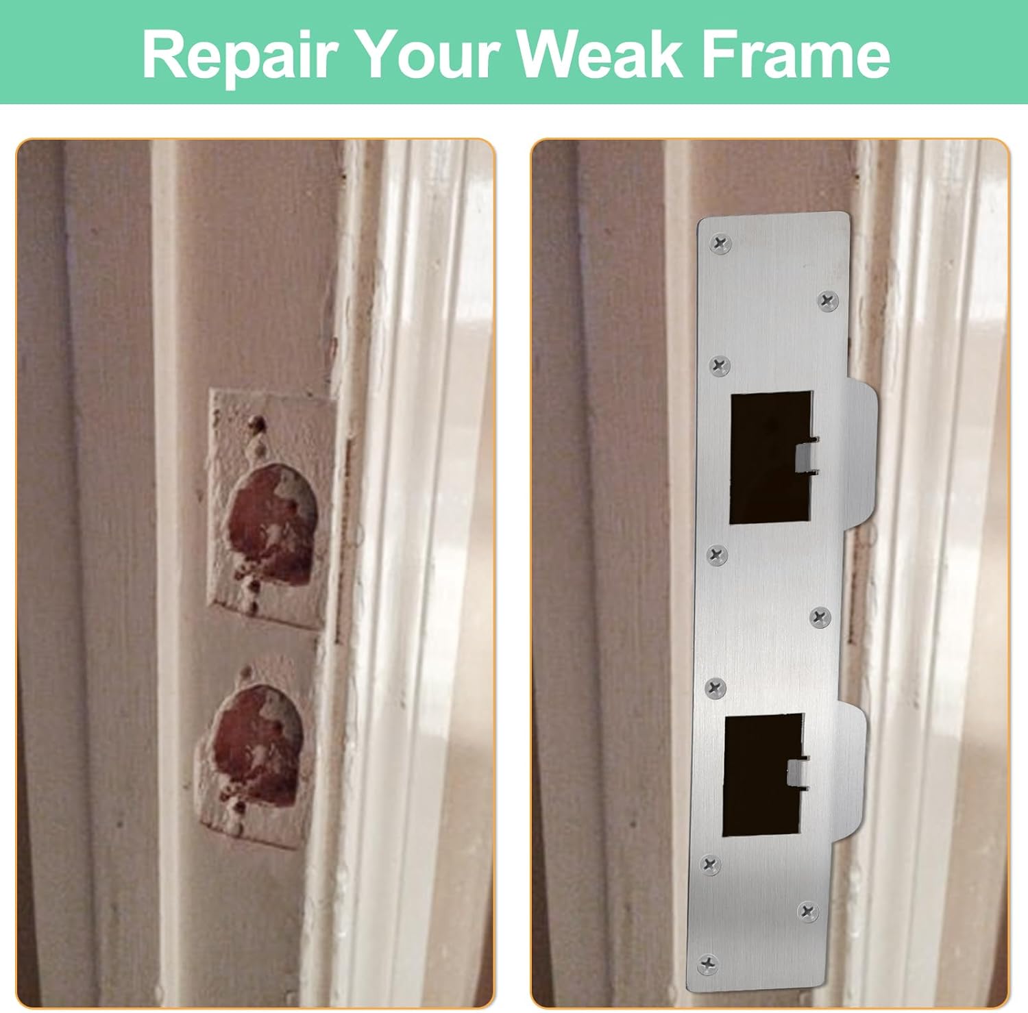 Bryzaxu Door Strike Plate Durable Steel for 55-6 Holes Prioritize Home Security