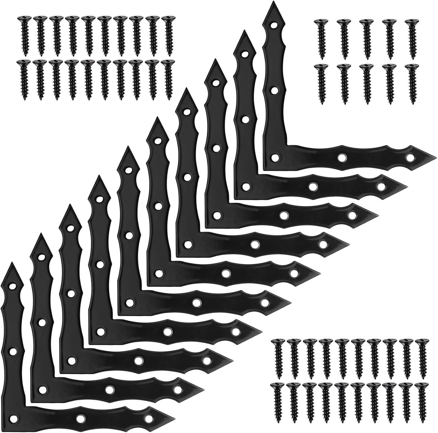 Decorative Corner Brackets Rustic Black 10-Piece Barn Door L-Shape Corner Brace Bracket for Home Outdoor Use