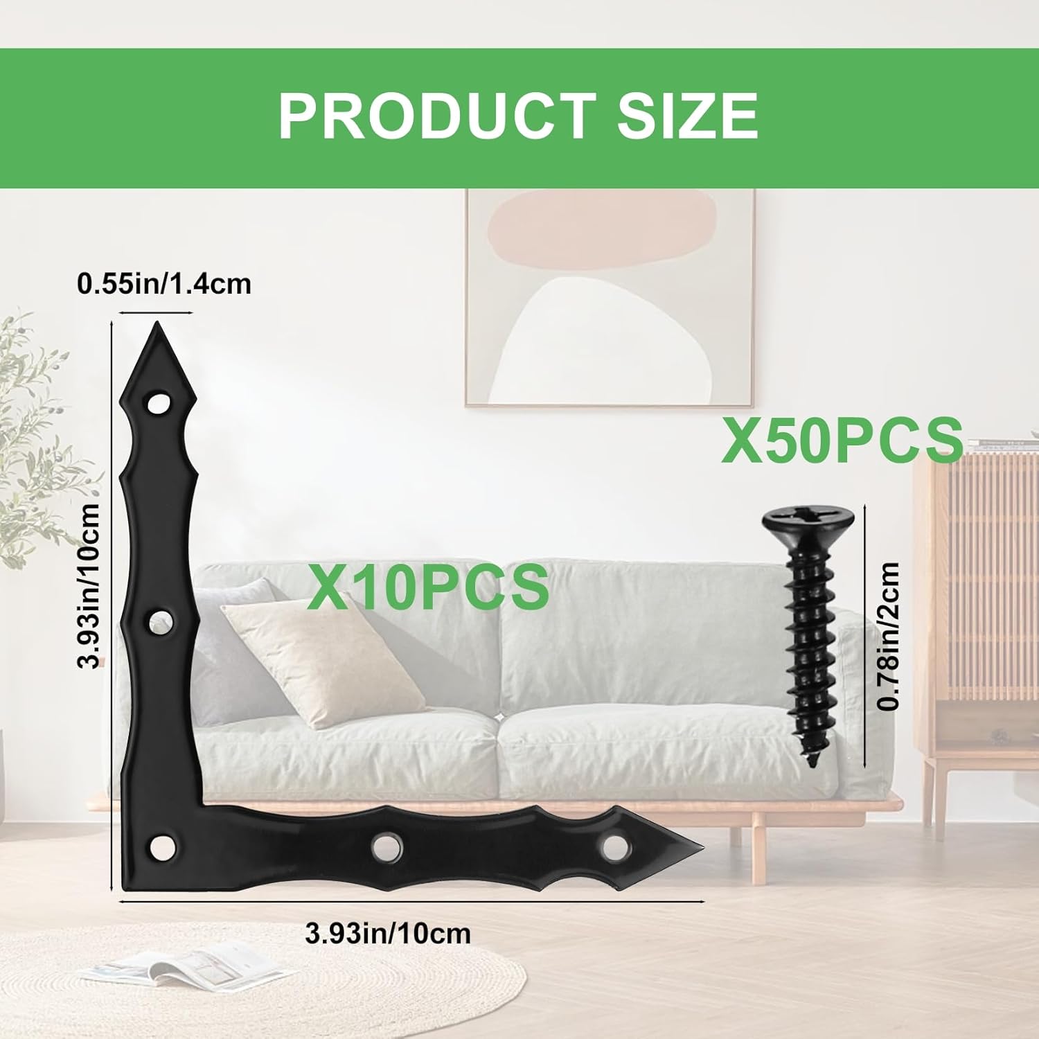 Decorative Corner Brackets Rustic Black 10-Piece Barn Door L-Shape Corner Brace Bracket for Home Outdoor Use