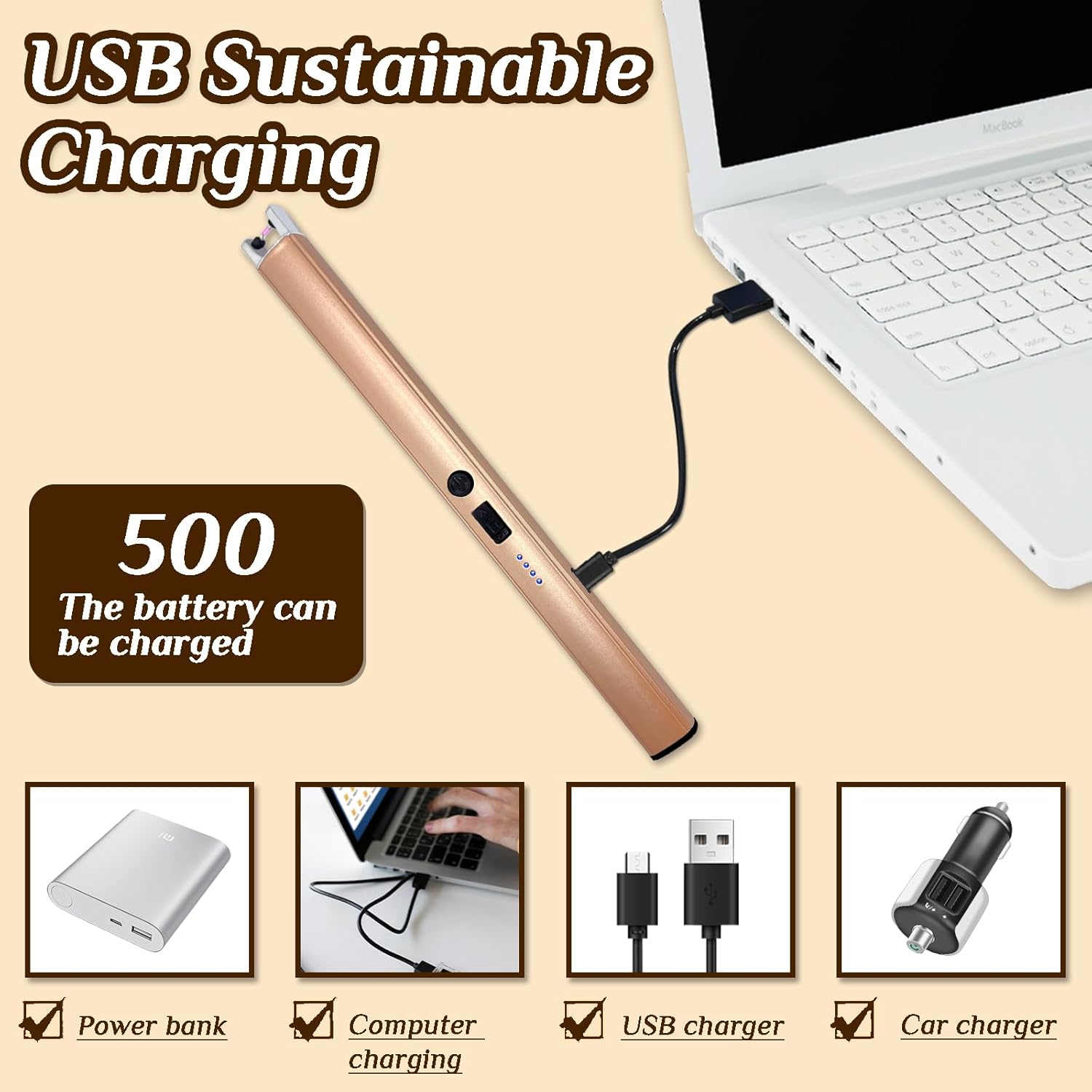 Double Pack Windproof Candle Lighter - LED with Rechargeable USB coronary -- safety -- for camping bbq and gifts