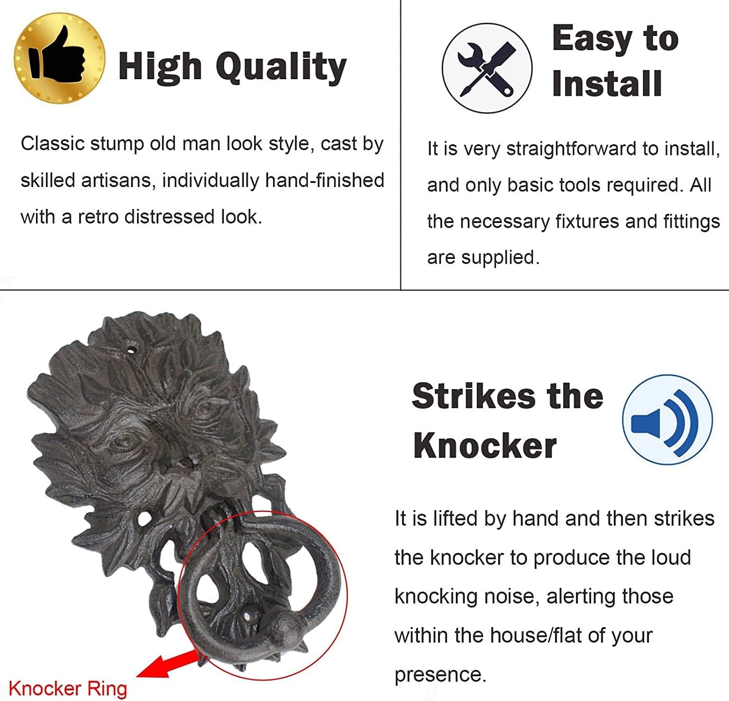 Vintage Cast-iron Door Knocker with Distressed Look