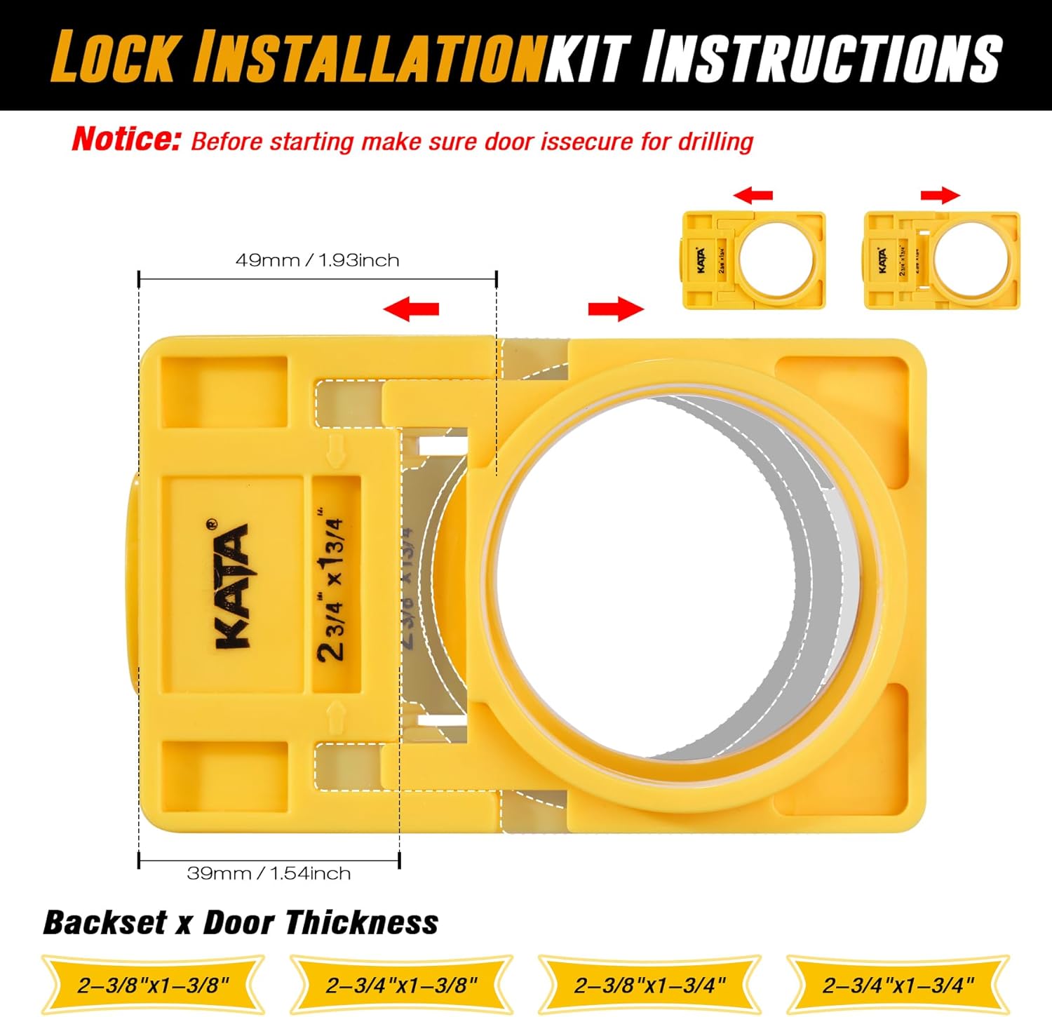 KATA Bi-Metal Door Lock Installation Kit for Metal and Wood Doors