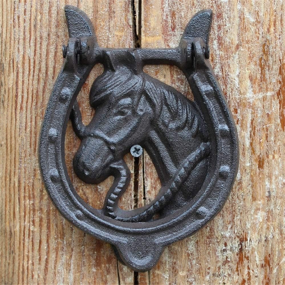 Durable Vintage Metal Door Knocker antique Horse Head Handle Set