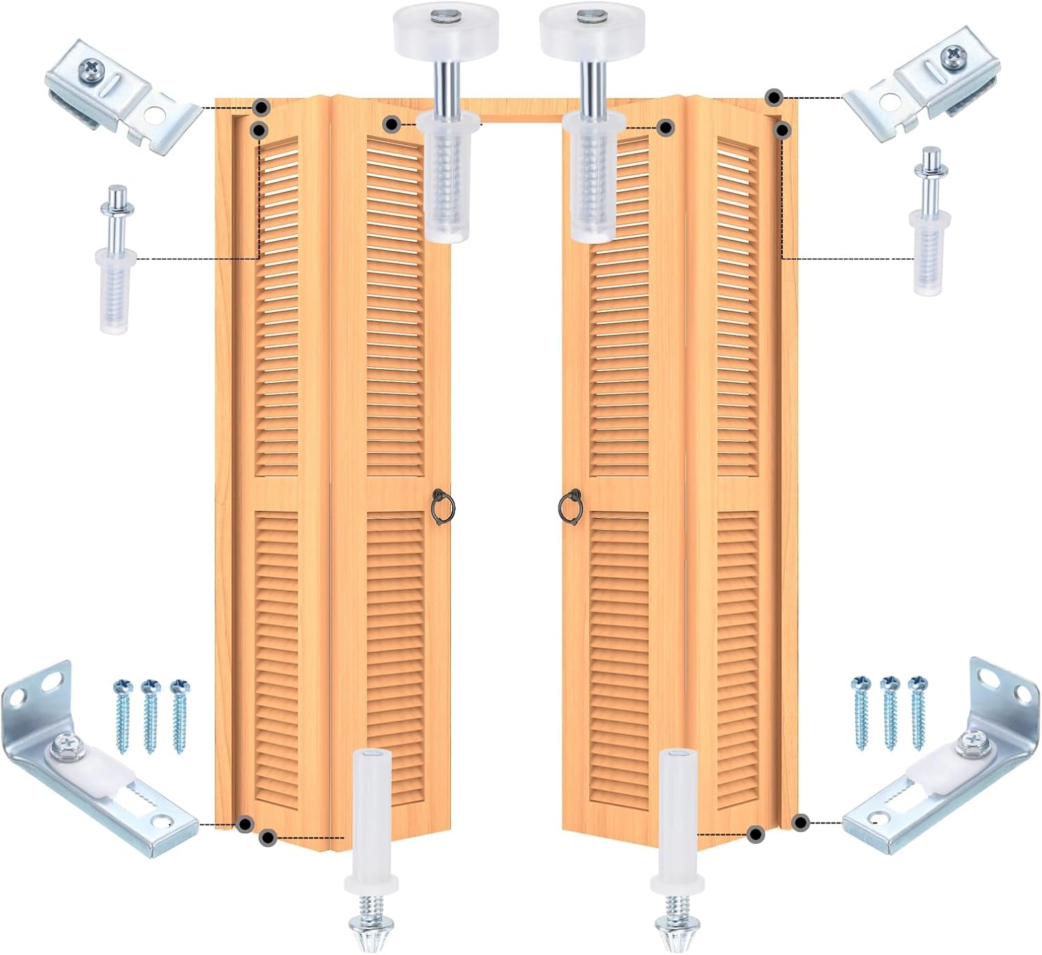 Bifold Door Hardware Kit for 2-Pack Bi-Fold Door Surface Aligner