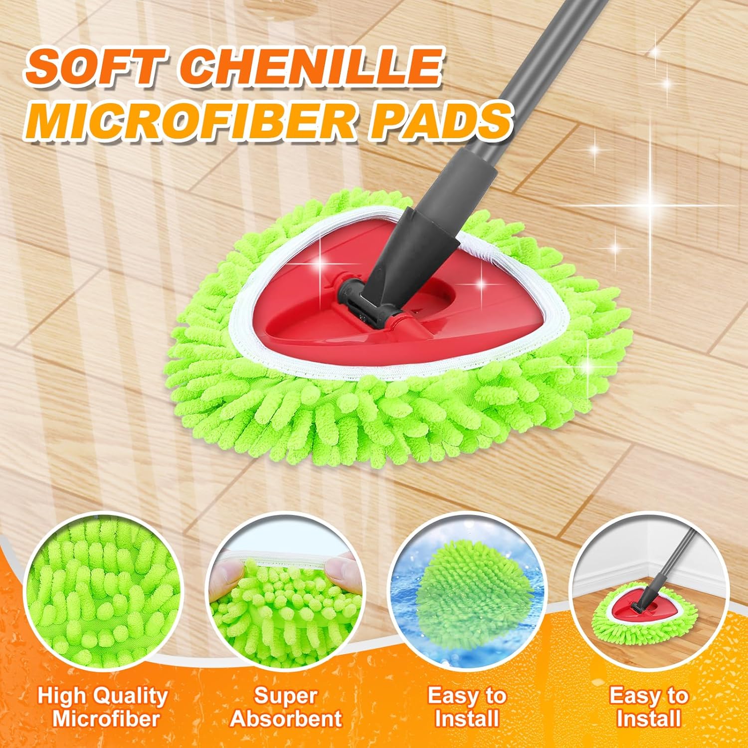 4-Piece Mop Pad Set for O-Cedar Spin Mop Microfiber Replacement Green
