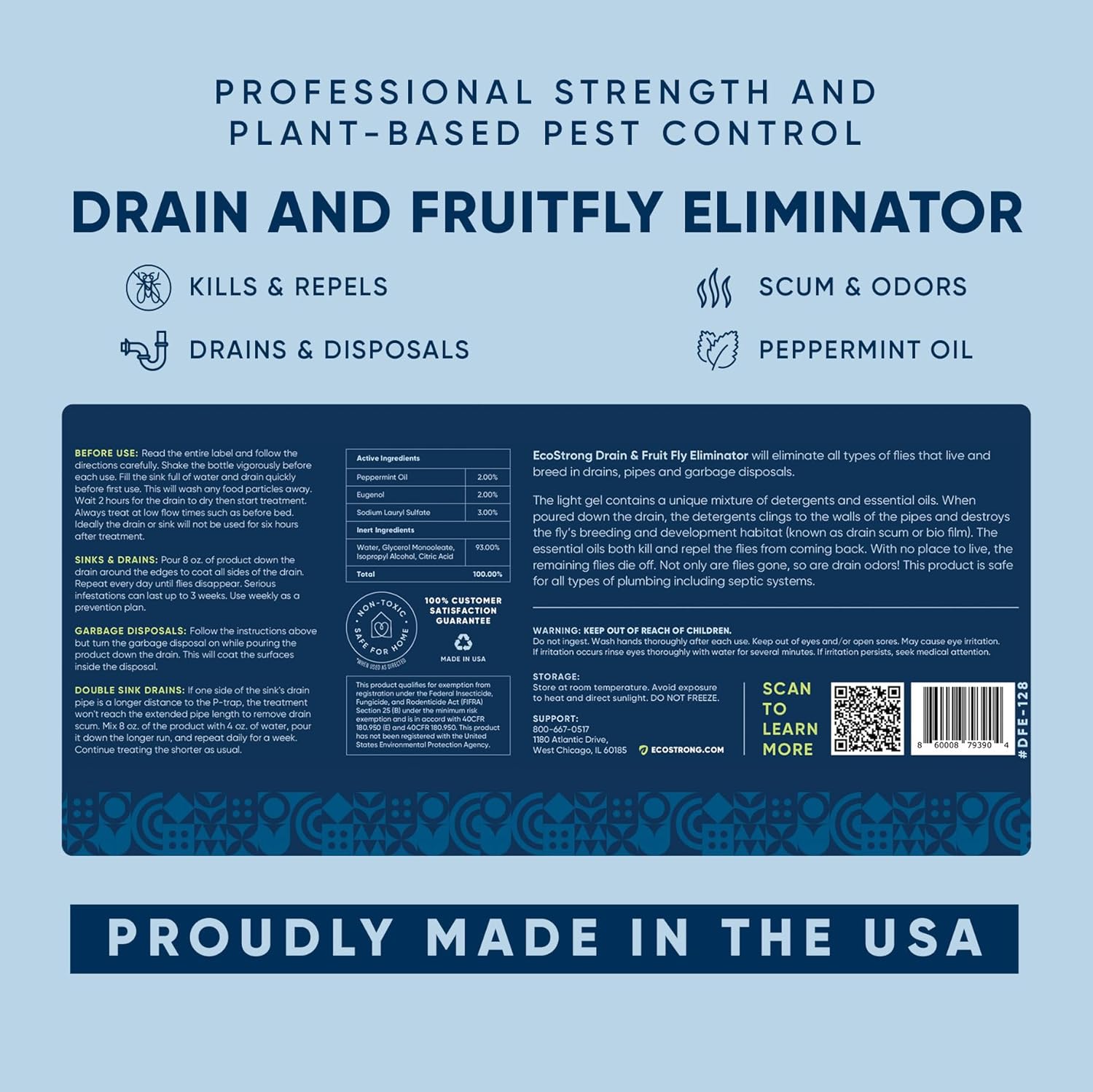 Eco Strong Fruit Fly Drain Treatment Natural Non-Toxic insect control for Drains