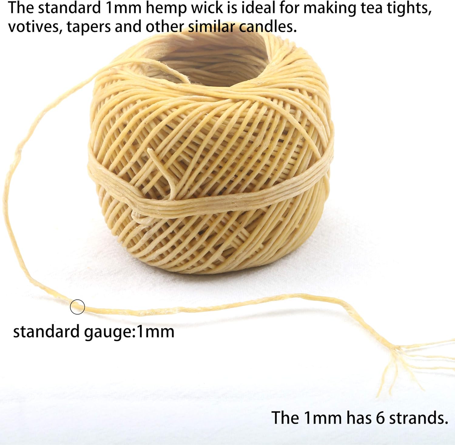 Organic Hemp FlOt Lighter Wick with Natural BeeSwax Coating - 200FT Spool 200pcs Sustainer Tabs