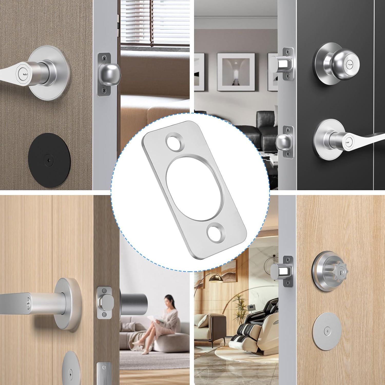 RO6G Strike Plate Door Backplate - 1x2-14 Round Corner Deadbolt Strike Plate for Security Doors
