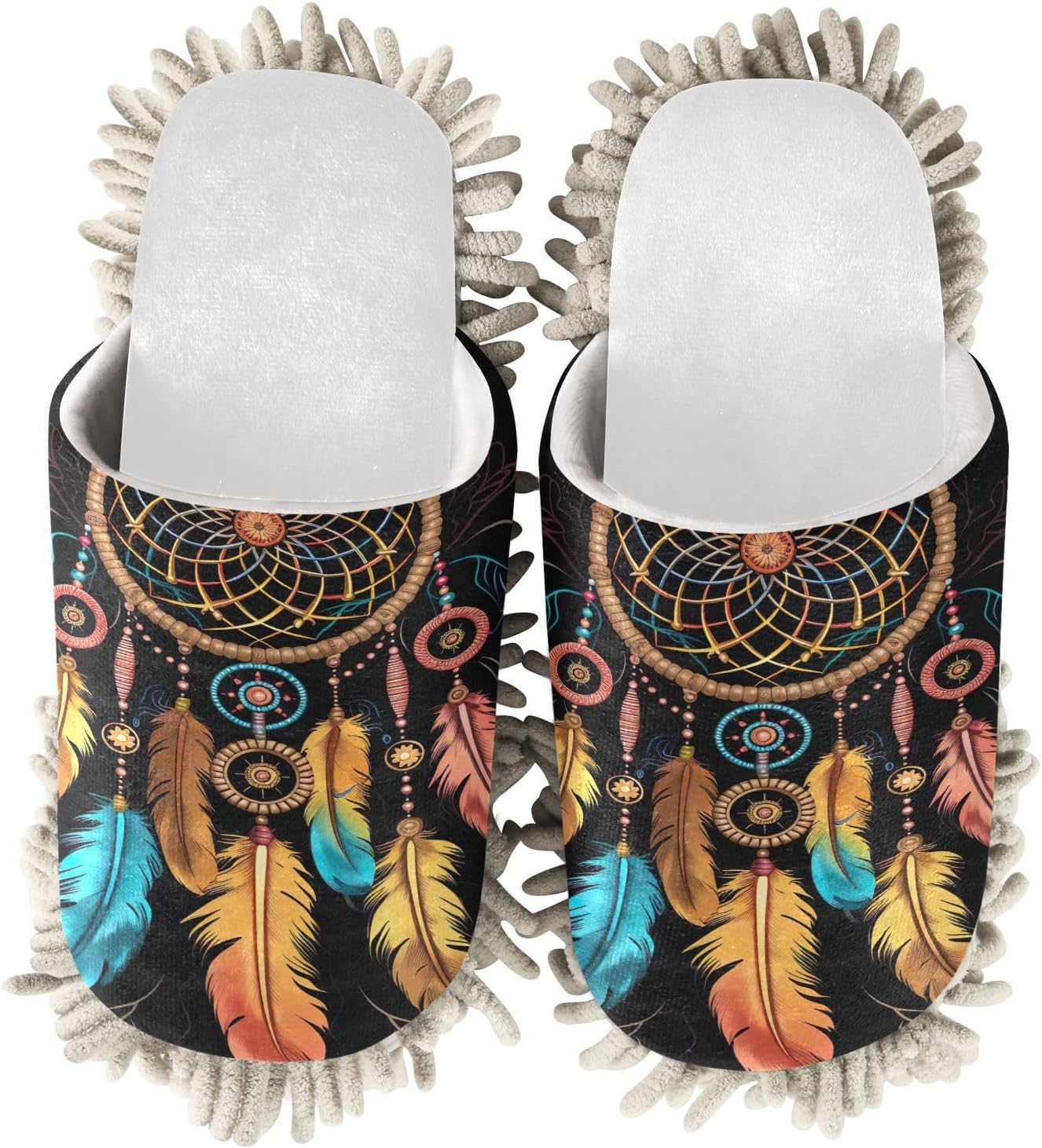 Cozy Durable White Watercolor Dreamcatcher Mop Slipper for Wood Floors