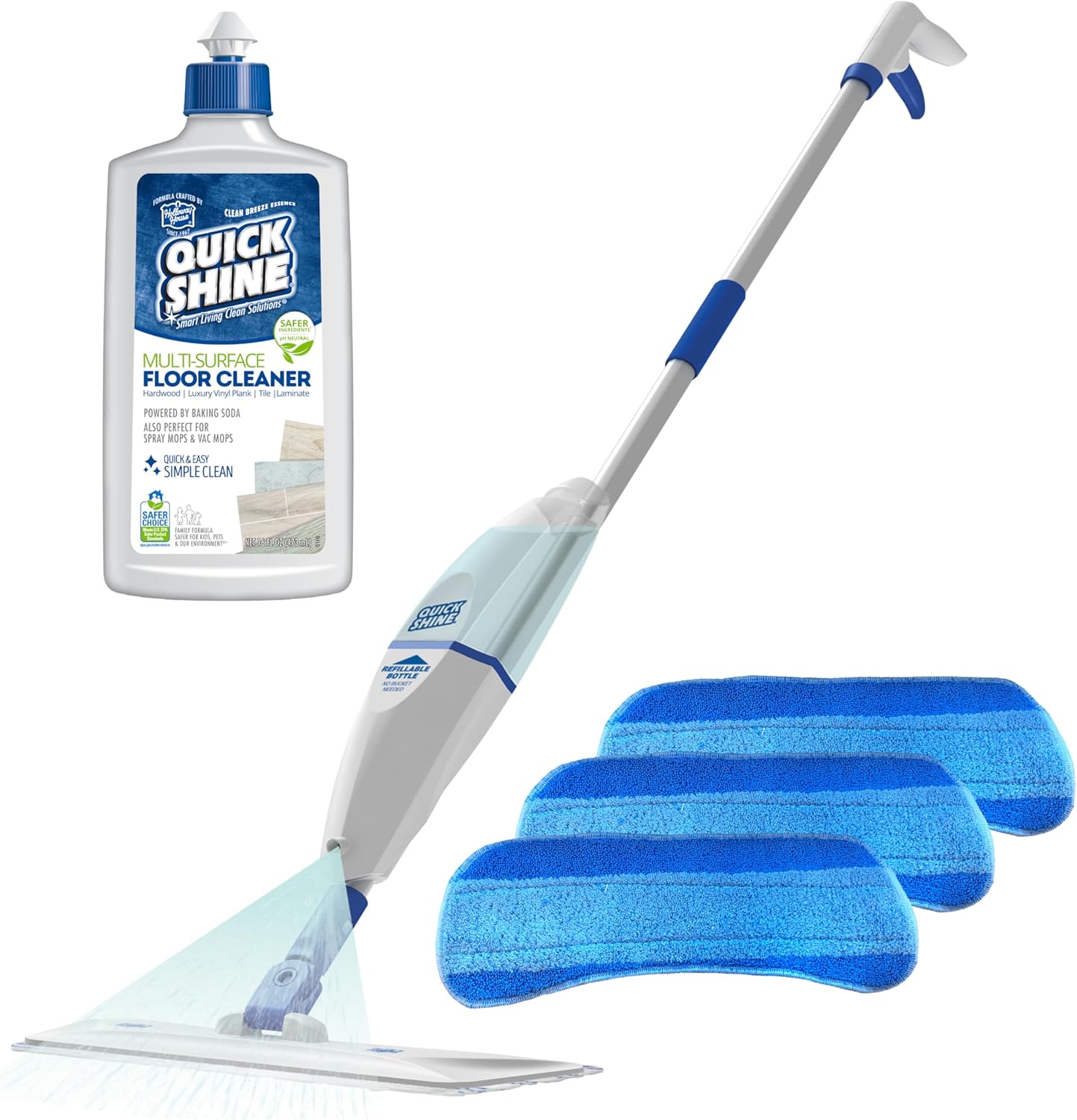 Quick Shine Rapid Clean Multi-Surface Spray mop with Reusable Pads Safe Floor Cleaner Durable Eco-Friendly