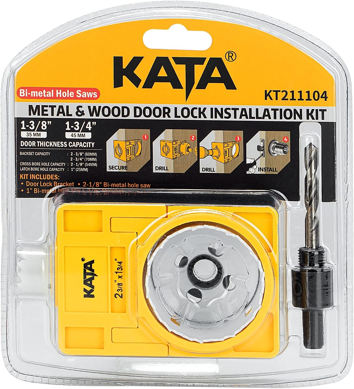 KATA Bi-Metal Door Lock Installation Kit for Metal and Wood Doors