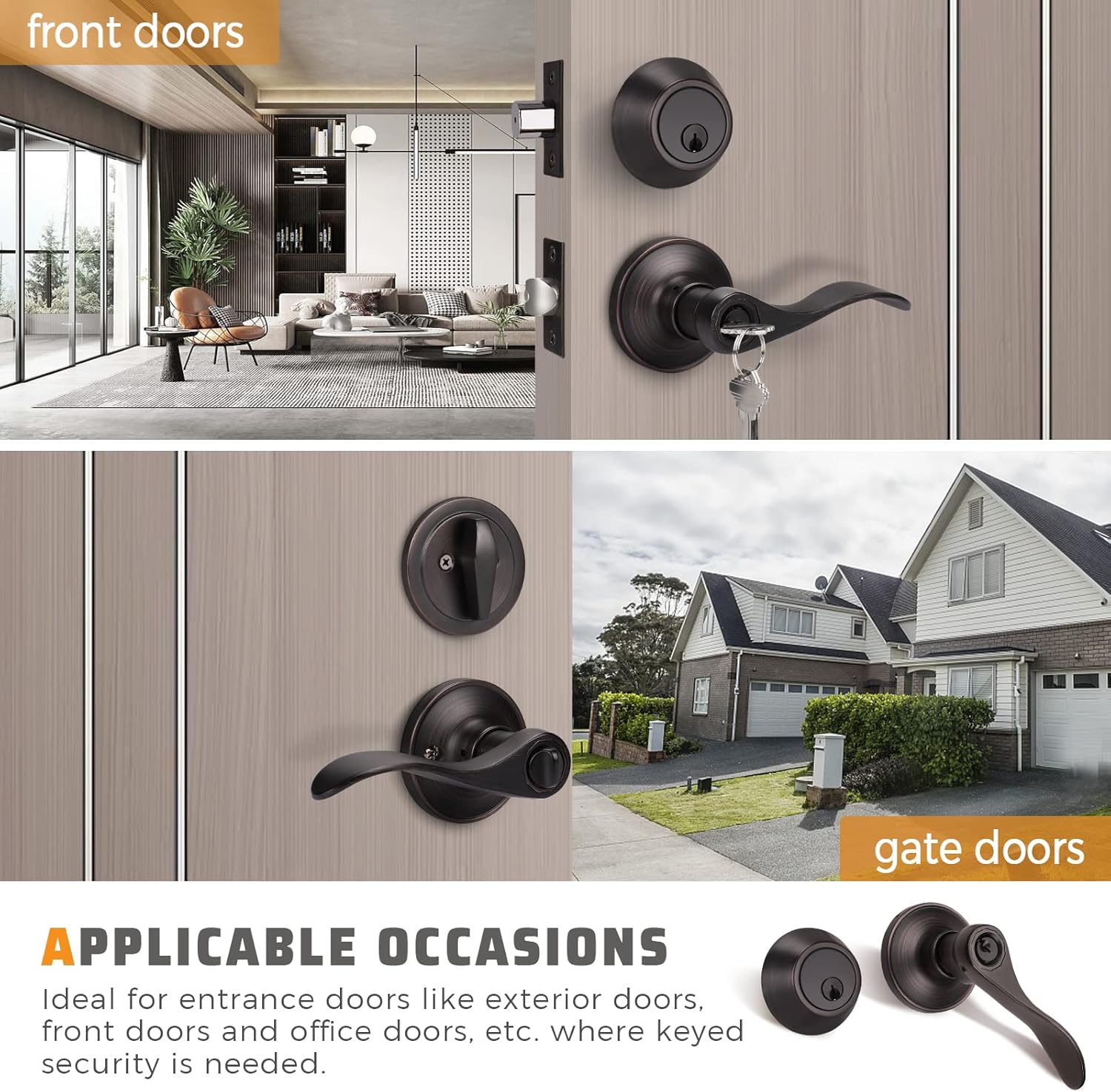 KNOBWELL5-Piece Exterior Door Lock Set with Deadbolt Entry Lever and Knob Oil Rubbed Bronze - Installation-Ready