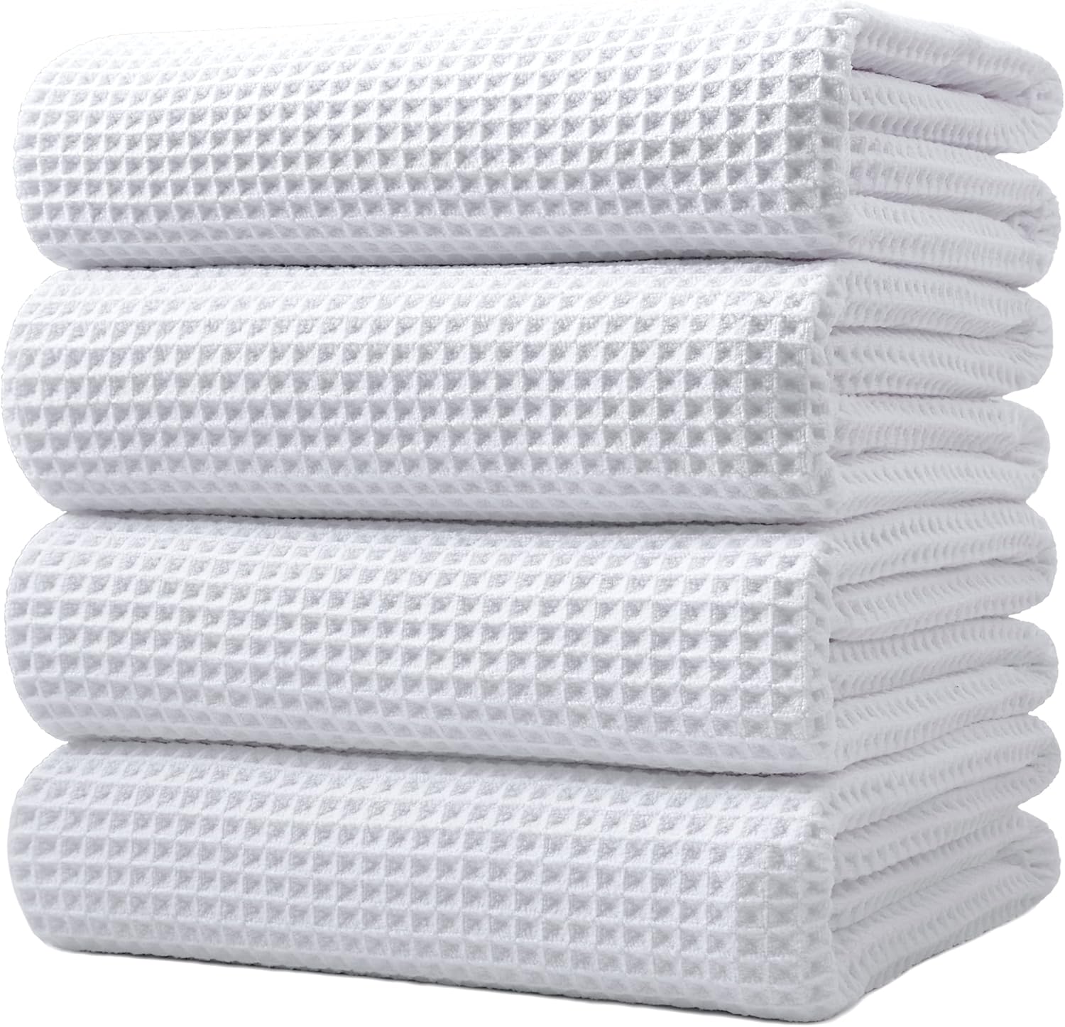 Experience Drying Laziness POLYTE Microfiber Oversize Bath Towel 60x30 inches White Waffle Weave 4 Pack