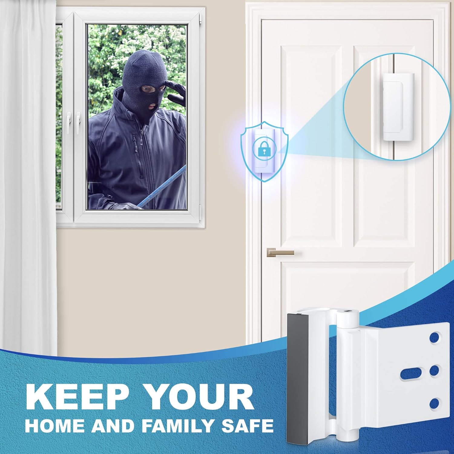 AceMining 4-Pack Door Reinforcement Lock - Sturdy Metal Alloy 800lbs Force Resistance