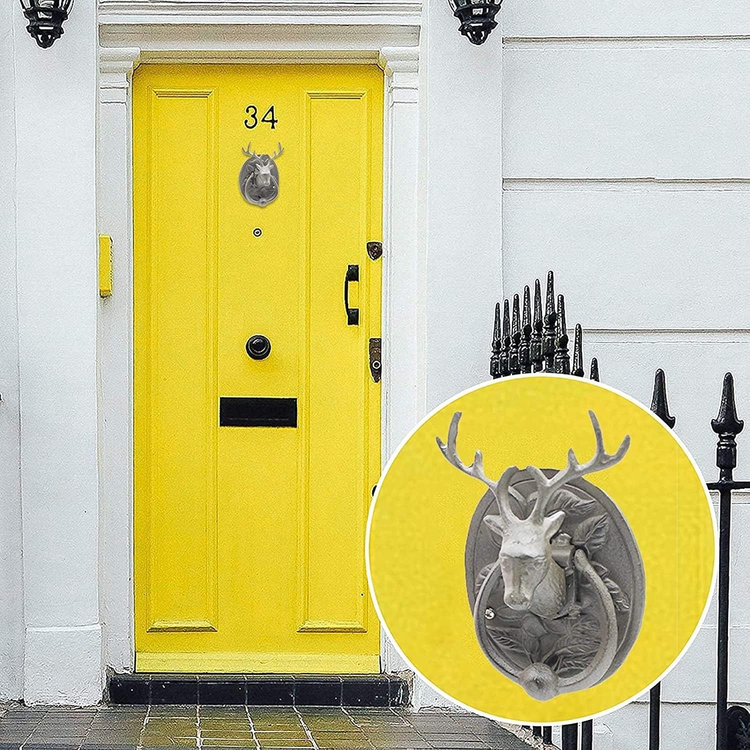 SEVEEZ Vintage Farmhouse Cast Iron Door Knocker with Elk Design