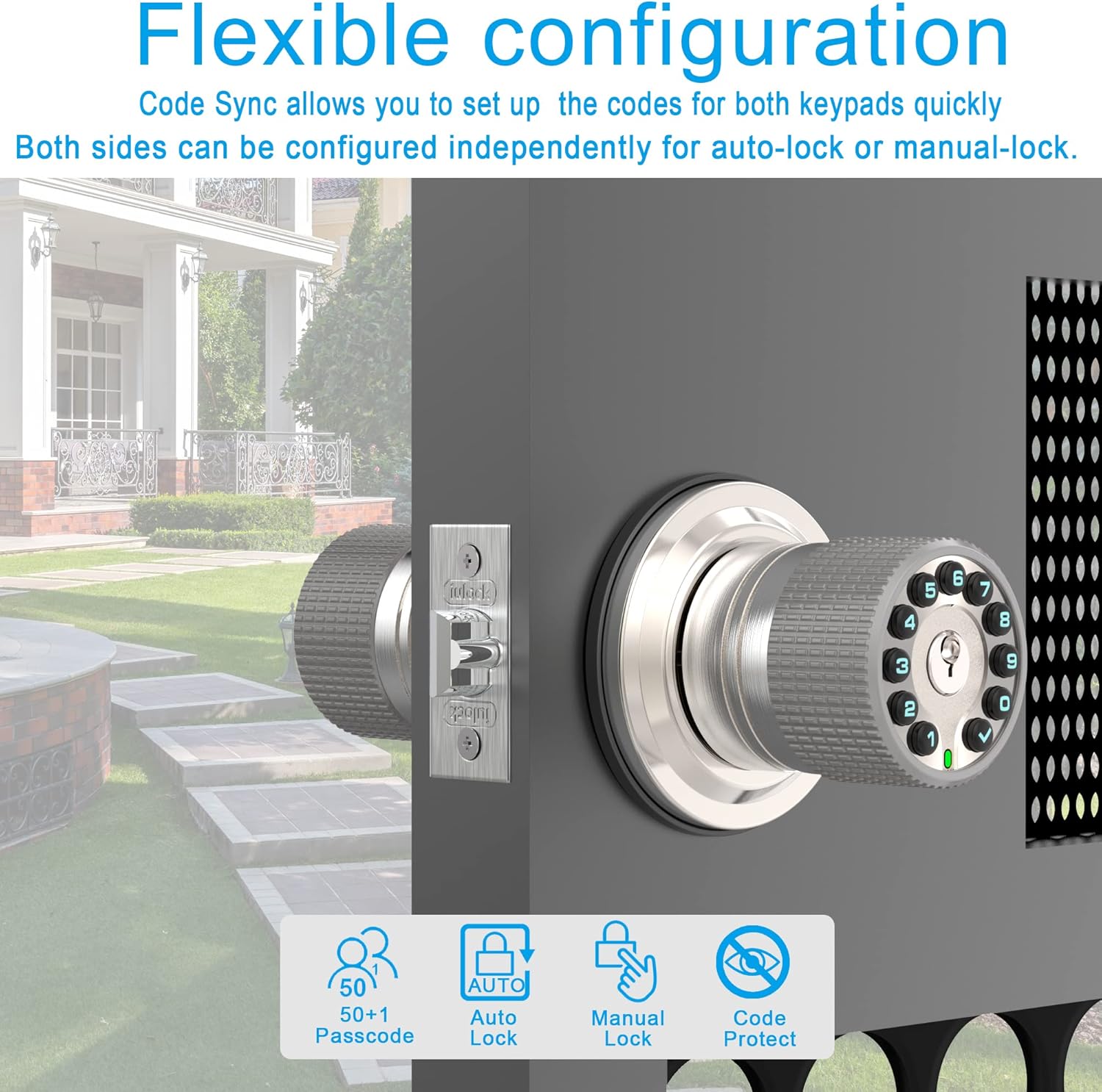 Double Sided Door Keypad Keyless Entry Smart Door Lock waterproof weatherproof secure