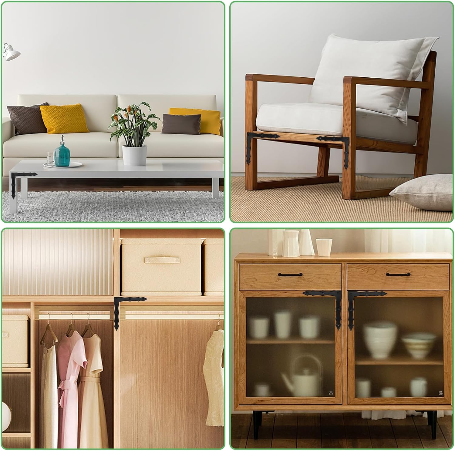 Decorative Corner Brackets Rustic Black 10-Piece Barn Door L-Shape Corner Brace Bracket for Home Outdoor Use