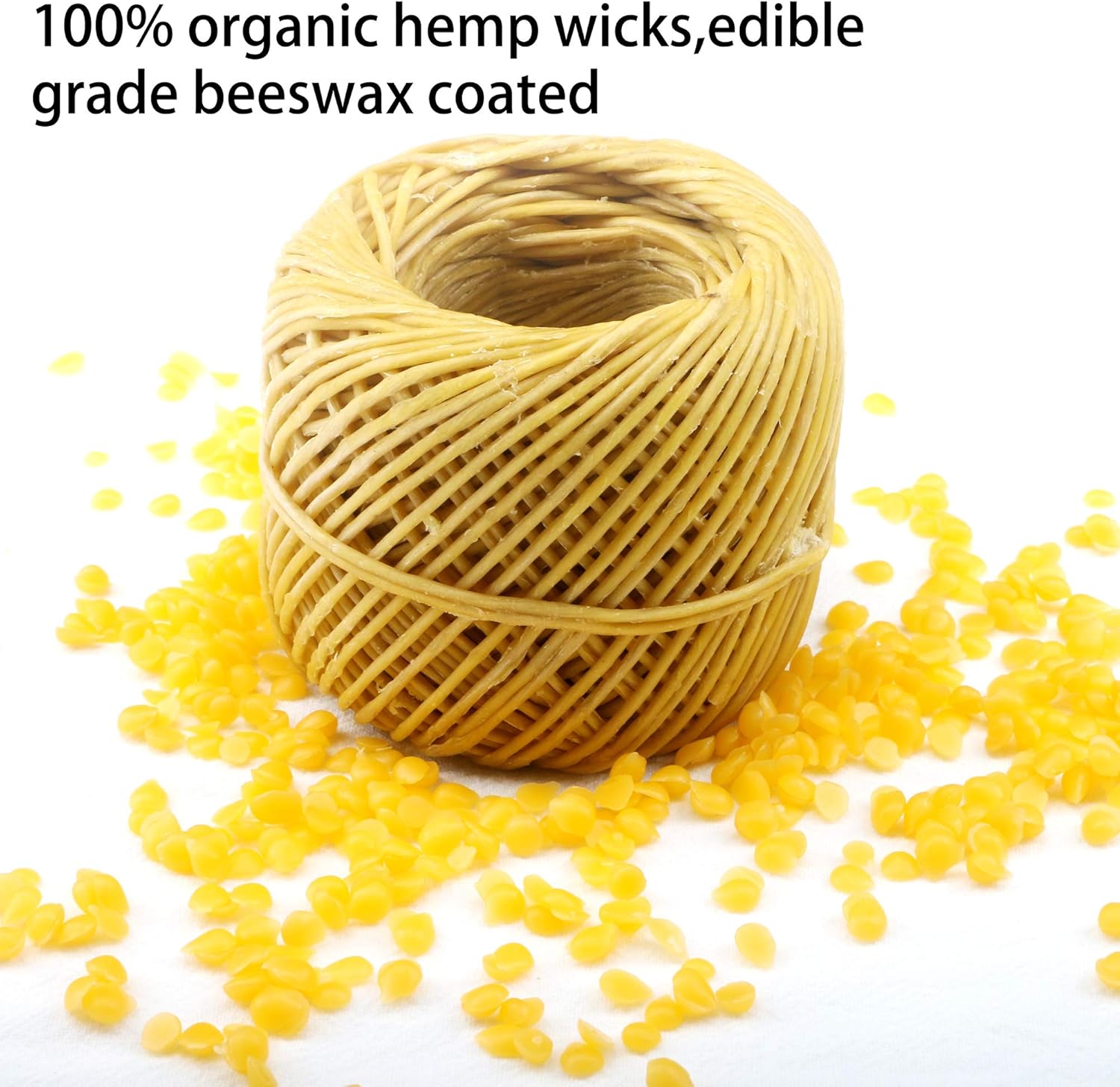 Organic Hemp FlOt Lighter Wick with Natural BeeSwax Coating - 200FT Spool 200pcs Sustainer Tabs