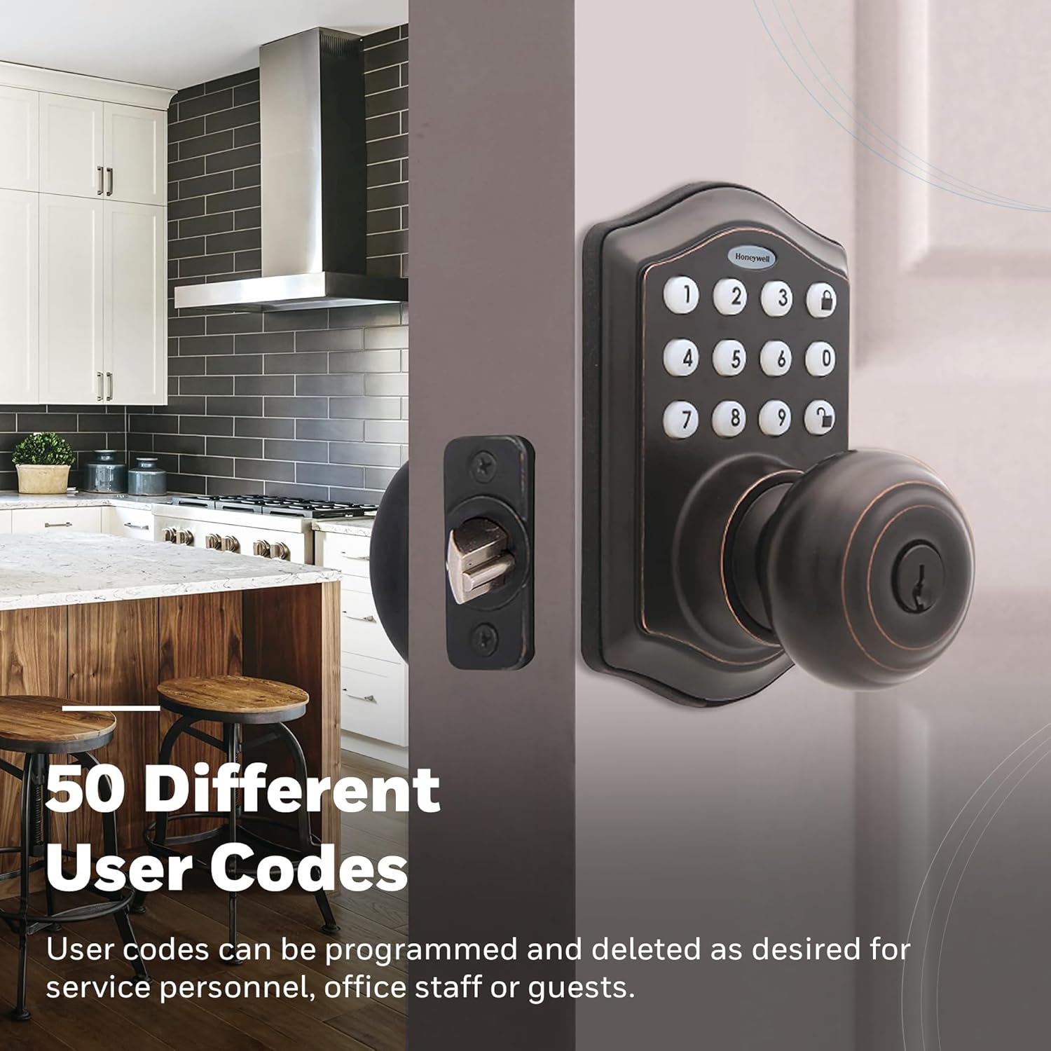 Honeywell Smart Keypad Door Lock with 50 Codes Oil Rubbed Bronze 65x88x9 in
