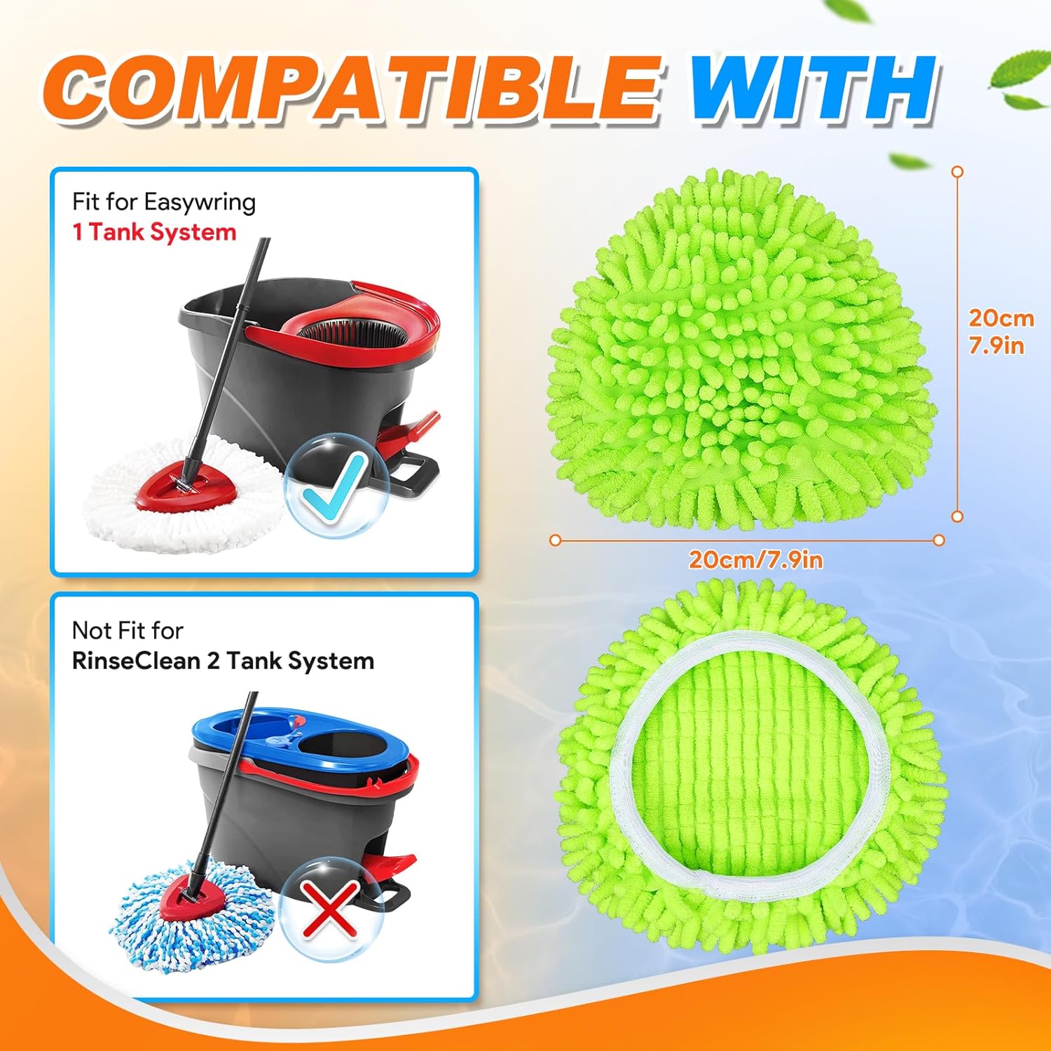 4-Piece Mop Pad Set for O-Cedar Spin Mop Microfiber Replacement Green