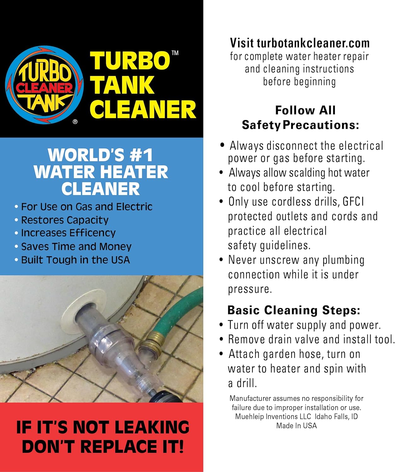 Remove Hard Water Sediment Extend Tank Life - Turbo Tank Cleaner for Gas Electric Water Heaters
