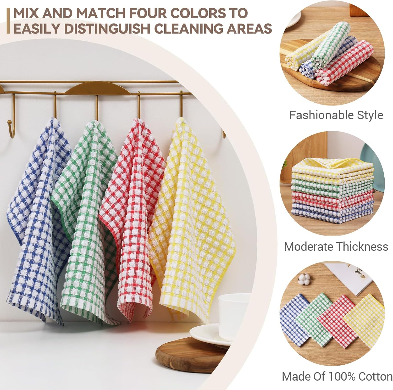 Egles 12 Pack Dishcloths 12x12 Inches Cotton Mix Color