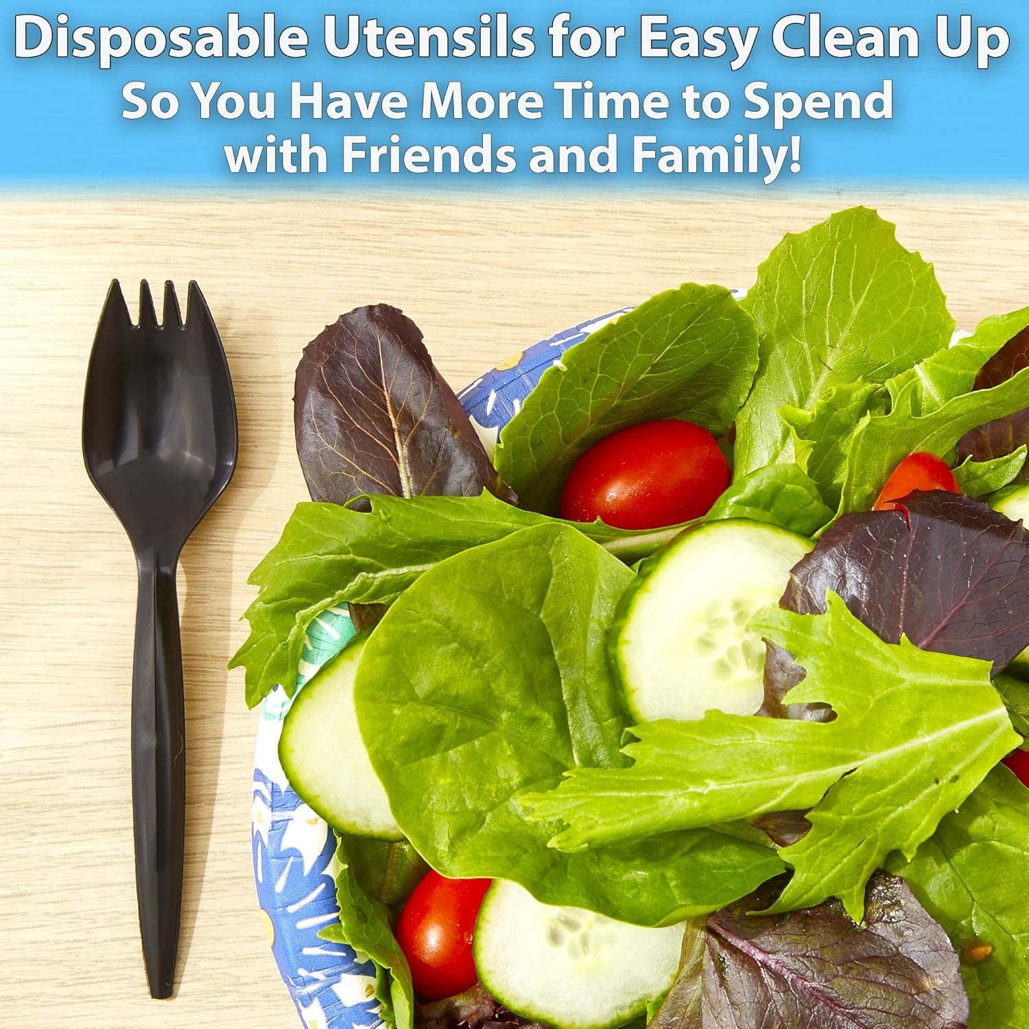 BPA-Free Black Disposable Sporks 250 Pk Recyclable Eco-Friendly and Kid-Safe 2-in-1 Utensils Built Strong to Last