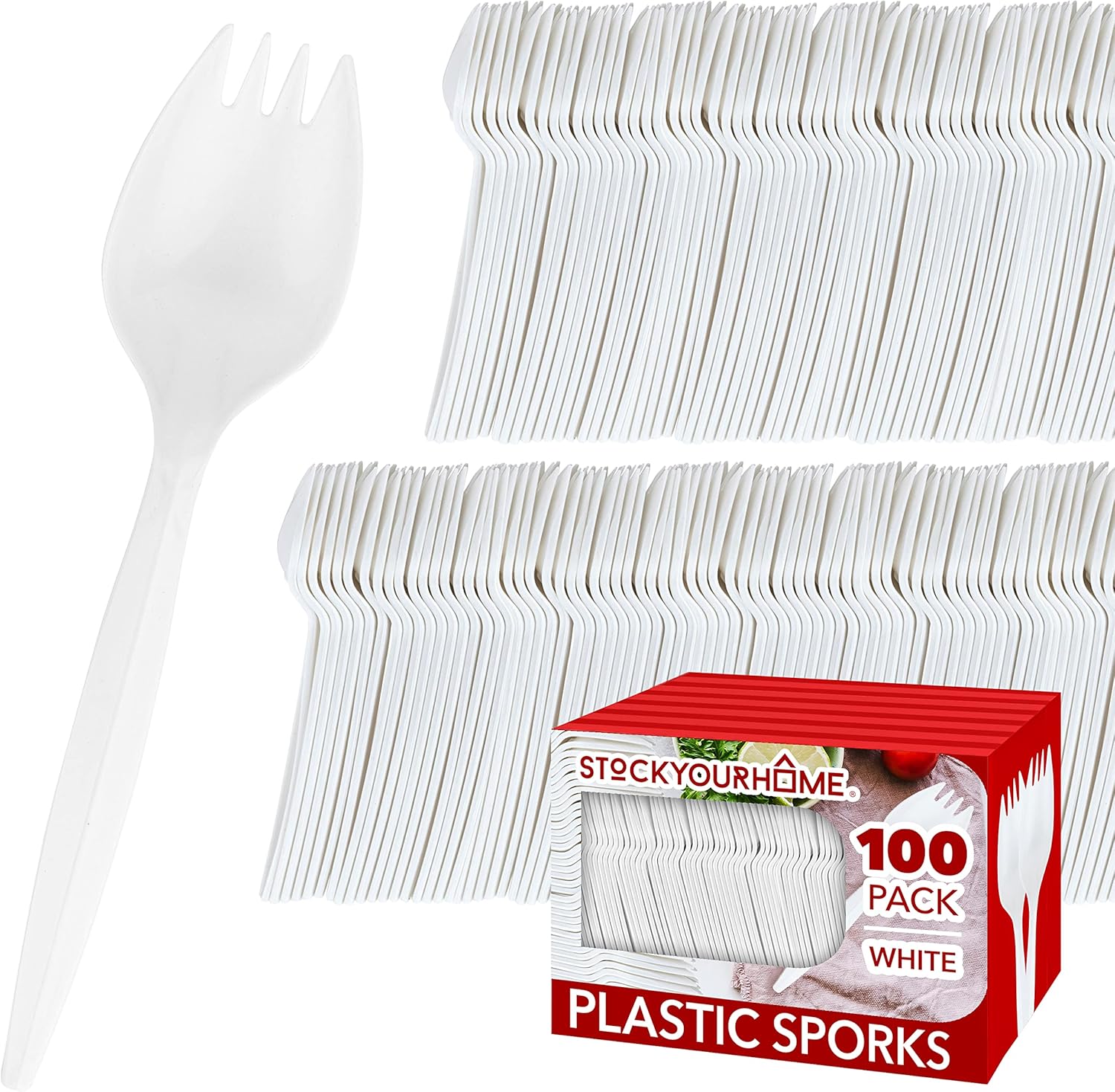 Ultimate Gift for Kids Hosts and more Premium 100-Count Disposable Spork Set